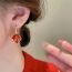 Fashion Ear Buckle-red Alloy Diamond-drip Oil Maple Leaf Earrings