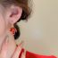 Fashion Ear Buckle-red Alloy Diamond-drip Oil Maple Leaf Earrings