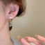 Fashion Grey Metal Diamond Pearl Beaded Earrings
