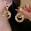 Fashion Gold Silver Metal Geometric Round Earrings