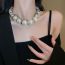 Fashion Necklace-white Metal Diamond Wrapped Pearl Irregular Necklace
