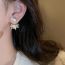 Fashion Black Metal Diamond Flower Pearl Stud Earrings