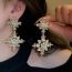 Fashion Ear Clip-gold Alloy Diamond Flower Tassel Ear Clip Earrings