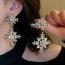 Fashion Silver Alloy Diamond Flower Tassel Earrings