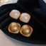 Fashion Gold-champagne Geometric Pearl Square Stud Earrings