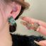Fashion Earrings-blue Alloy Diamond Geometric Stud Earrings