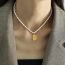 Fashion Gold Pearl Beaded Rose Cameo Necklace