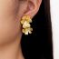Fashion Gold Titanium Steel Frosted Pattern Flower Stud Earrings  Stainless Steel
