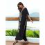 Fashion Black (zs2283) Embroidered Maxi Dress Blouse