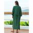 Fashion Green Embroidered Maxi Dress Blouse