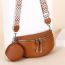 Fashion Brown Pu Large-capacity Wide Shoulder Strap Cross-body Chest Bag