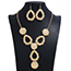 Fashion Gun Black Alloy Geometric Drop-shaped Relief Necklace And Earrings Set