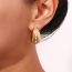 Fashion Back Hollow Micro-paved Straight Rhinestone Drop Earrings - Gold Stainless Steel Gold-plated Diamond Drop Earrings