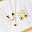 Fashion Green Diamond Suit Titanium Steel Diamond Geometric Love Double Layer Necklace And Earrings Set