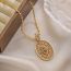 Fashion 2# Gold Plated Copper Geometric Eye Oval Necklace With Zirconium