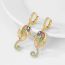 Fashion Seahorse Gold Plated Copper Seahorse Earrings With Zirconium