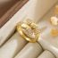 Fashion 2# Gold Plated Copper Geometric Open Ring With Zirconium