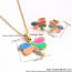 Fashion Gold Stainless Steel Gold Plated Graffiti Oil Dripping Dragonfly Necklace And Earrings Set