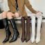 Fashion Dark Brown Pointed Toe Back Zip High Boots
