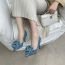 Fashion Denim Blue Three-dimensional Flower Pointed Toe High-heeled Shoes