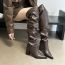 Fashion Brown Pointed Toe Pleated High Boots