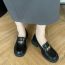 Fashion Black Patent Leather Thick Sole Thick Heel Shoes