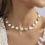 Fashion Gold Metal Glossy Round Pearl Patchwork Necklace