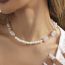 Fashion Pink Pearl Beaded Square Natural Stone Necklace