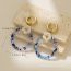 Fashion Blue Resin Flower Patchwork Circle Earrings