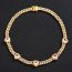 Fashion Necklace 24inch (60cm)-5 Hearts Golden White Zirconium Necklace Alloy Diamond Love Mens Necklace