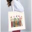Fashion W White Canvas Printed Large Capacity Shoulder Bag