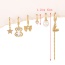 Fashion Gold Copper Inlaid Zirconium Pearl Bear Bow Love Pendant Chain Earring Set 6 Pieces