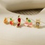 Fashion Color Copper Inlaid Zirconium Fruit Earrings Set Of 5