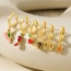 Fashion Color Copper Inlaid Zirconium Fruit Pendant Earrings 6-piece Set