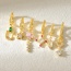 Fashion Gold Copper Inlaid Zirconium Geometric Pendant Earrings 6-piece Set