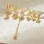 Fashion Gold Copper Inlaid Zirconium Palm Eye Pendant Chain Crescent Earring Set 6 Pieces