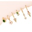 Fashion Color Copper Inlaid Zirconium Oil-dropped Flower Five-pointed Star Pendant Earrings Set Of 6 Pieces