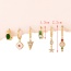 Fashion Color Copper Inlaid Zirconium Oil-dropped Flower Five-pointed Star Pendant Earrings Set Of 6 Pieces
