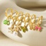 Fashion Color Copper Inlaid Zirconium Drip Oil Bow Flower Pearl Pendant Earring Set 6 Pieces