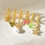 Fashion Color Copper Inlaid Zirconium Drip Oil Bow Flower Pearl Pendant Earring Set 6 Pieces