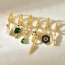 Fashion Color Copper Inlaid Zirconium Drip Oil Geometric Leopard Head Pearl Pendant Earring Set Of 6 Pieces