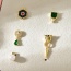 Fashion Color Copper Inlaid Zirconium Drip Oil Geometric Leopard Head Pearl Pendant Earring Set Of 5 Pieces