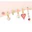 Fashion Color Copper Inlaid Zirconium Oil Dripping Love Pearl Pendant Earring Set Of 6 Pieces