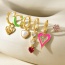 Fashion Color Copper Inlaid Zirconium Oil Dripping Love Pearl Pendant Earring Set Of 6 Pieces
