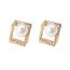 Fashion 4# Alloy Diamond Pearl Round Stud Earrings