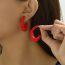 Fashion Rose Red Acrylic Irregular Spray-painted C-shaped Earrings