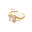 Fashion Golden 1 Copper Inlaid Zirconium Square Open Ring