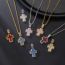 Fashion Golden Blue Pendant + 50cm Twist Flower Alloy Diamond Cross Mens Necklace