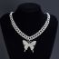 Fashion Silver Necklace 18inch (45cm) Alloy Diamond Butterfly Chain Necklace For Men