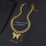 Fashion Gold Necklace 18inch (45cm) Alloy Diamond Butterfly Chain Necklace For Men